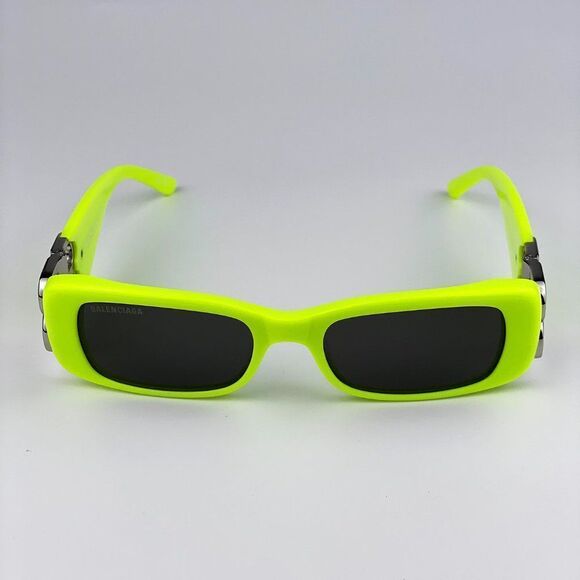 Balenciaga  BB0096S 008 Sunglasses Yellow Silver Logo Grey Rectangle Unisex main image 9